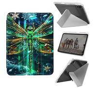 Case for iPad mini 7 A17 Pro 2024/iPad Mini 6 2021 8.3 Inch iPad mini 7th/6th Gen, Shockproof Clear with Pencil Holder Folding Y Shape Stand CaseGreen Dragonfly