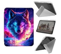 Case for iPad mini 7 A17 Pro 2024/iPad Mini 6 2021 8.3 Inch iPad mini 7th/6th Gen, Shockproof Clear with Pencil Holder Folding Y Shape Stand CaseFantasy Wolf