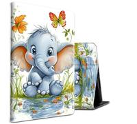 Case for iPad mini 7 A17 Pro 2024/iPad Mini 6 2021 8.3 Inch PU Leather Shockproof Stand Protective Cover with Auto Sleep/Wake for iPad mini 7th/6th Generation 8.3",Baby Elephant in The Water