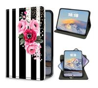 Case for iPad Mini 7 (A17 Pro) 2024/ Mini 6 2021 8.3 Inch M Flowers Design Slim PU Leather 360 Degree Rotating Multiple Viewing Angles Stand Cover with Auto Wake/Sleep for iPad mini 7th/6th Generation