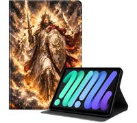Case for iPad mini 7 (A17 Pro, 2024) & Mini 6 (2021), Slim PU Leather Folio Cover with Auto Wake/Sleep, Multi-Angle Stand Cover for Work School and Travel, Holy Knight Golden Light
