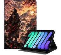 Case for iPad mini 7 (A17 Pro, 2024) & Mini 6 (2021), Slim PU Leather Folio Cover with Auto Wake/Sleep, Multi-Angle Stand Cover for Work School and Travel, Samurai Sunset Mountain View