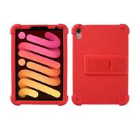 Case for iPad Mini 7th/6th 8.3 inch 2024/2021 A17 pro Tablet with PC Kickstand, Soft Silicone, Washable, Thickened Corner Shockproof Case, Red
