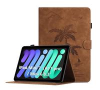 Case for iPad Mini A17 Pro 2024 / iPad Mini 7 2024 / iPad Mini 6 2021 8,3 inch Premium PU Leather Protective Case Magnetic Folio Cover with Stand Function and Card Slot, Brown