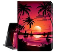 Case for iPad mini (A17 Pro, 2024 Model, 7th Generation)/ Mini 6 (2021 Model, 6th Generation),Smart Shell Stand Cover with Auto Wake/Sleep Cases for iPad mini 7th 8.3inch,Coconut Tree Sunset Beach