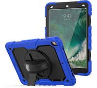 Case for iPad pro 10.5 2017/iPad air 3 10.5 2019 with 360 degree rotatable Folding stand,Trendy Shockproof case with Wrist Strap and Shoulder Strap, Blue