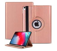 Case for iPad Pro 11 2018, New 360 Rotating Leather Multi-Angle Stand Flip Smart Case [Auto Sleep/Wake] Cover and Screen Protector for Apple iPad Pro 11 Inch 2018 (Rose Gold)