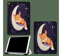 Case for iPad Pro 11 Inch 2022/2021/2020 4th / 3rd / 2nd Generation, Soft TPU Back Cover, Slim Protective Case with Pencil Holder, Auto Wake/Sleep Cartoon Animals Fox Illustration-Dark Purple