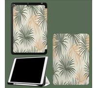 Case for iPad Pro 11 Inch 2022/2021/2020 4th / 3rd / 2nd Generation, Soft TPU Back Cover, Slim Protective Case with Pencil Holder, Auto Wake/Sleep Sage Green Leaves Plant-Cream
