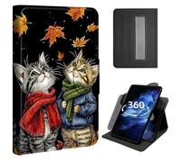 Case for iPad Pro 11 inch 2024/2025 (M4),360° Rotating Stand Case with Hand Strap, Shockproof Protective Cover with Auto Sleep/Wake,Brown and White Cat
