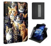 Case for iPad Pro 11 inch 2024/2025 (M4),360° Rotating Stand Case with Hand Strap, Shockproof Protective Cover with Auto Sleep/Wake,Colors Cats