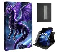 Case for iPad Pro 11 inch 2024/2025 (M4),360 Rotating Stand with Hand Strap, Shockproof Rugged Protective Folio Cover,Dragon with Purple Wings