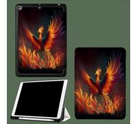 Case for iPad Pro 11 Inch 2024 (M4 5th Generation) with Pencil Holder,Slim Flexible TPU Back Shockproof Protective Cover,Auto Wake/Sleep Flame Phoenix China Mythical Beasts 1-Red