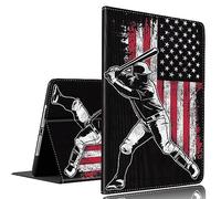 Case for iPad Pro 11 Inch 4th/3rd/2nd/1st Gen 2022/2021/2020/2018 and iPad Air 5th / 4th Gen 10.9 2022/2020，Standing Cover Case with Auto Sleep/Wake，USA Baseball Flag