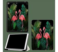 Case for iPad Pro 11 inch 4th/3rd/2nd Generation (2022/2021/2020), Auto Sleep/Wake, Trifold Stand Premium Soft Slim TPU Back Smart Cover Green Palm Leaves Cartoon Flamingo-Black