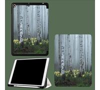 Case for iPad Pro 11 inch 4th/3rd/2nd Generation (2022/2021/2020), Auto Sleep/Wake, Trifold Stand Premium Soft Slim TPU Back Smart Cover Birch Forest Mist Flowers-Grey
