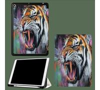 Case for iPad Pro 11 Inch 4th/3rd/2nd Generation (2022/2021/2020), Slim Trifold Smart Case with Pencil Holder, Soft TPU Back Cover, Auto Sleep/Wake Angry Tiger Wild Animals-Purple