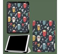Case for iPad Pro 11 Inch 4th/3rd/2nd Generation 2022/2021/2020, Soft Slim Trifold Stand Protective Case with Pencil Holder, Auto Sleep/Wake,Coffee Mug Snowflake