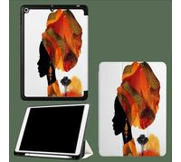 Case for iPad Pro 11 Inch 4th/3rd/2nd Generation 2022/2021/2020, Soft Slim Trifold Stand Protective Case with Pencil Holder, Auto Sleep/Wake,Black Woman