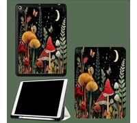 Case for iPad Pro 11 Inch 4th/3rd/2nd Generation 2022/2021/2020, Soft Slim Trifold Stand Protective Case with Pencil Holder, Auto Sleep/Wake,Mushrooms Plants