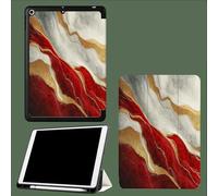 Case for iPad Pro 11 Inch 4th/3rd/2nd Generation 2022/2021/2020, Soft Slim Trifold Stand Protective Case with Pencil Holder, Auto Sleep/Wake,Red White Marble