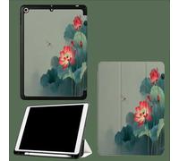 Case for iPad Pro 11 Inch 4th/3rd/2nd Generation 2022/2021/2020, Soft Slim Trifold Stand Protective Case with Pencil Holder, Auto Sleep/Wake,Red Lotus Lotus Leaves