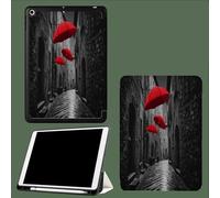 Case for iPad Pro 11 Inch 4th/3rd/2nd Generation 2022/2021/2020, Soft Slim Trifold Stand Protective Case with Pencil Holder, Auto Sleep/Wake,Street Red Umbrellas