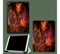 Case for iPad Pro 11 Inch 4th/3rd/2nd Generation 2022/2021/2020, Soft Slim Trifold Stand Protective Case with Pencil Holder, Auto Sleep/Wake,Flame Floral