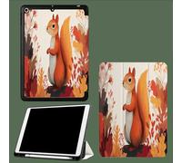 Case for iPad Pro 11 Inch 4th/3rd/2nd Generation 2022/2021/2020, Soft Slim Trifold Stand Protective Case with Pencil Holder, Auto Sleep/Wake,Squirrel Autumn Leaves