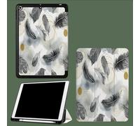 Case for iPad Pro 11 Inch 4th/3rd/2nd Generation 2022/2021/2020, Soft Slim Trifold Stand Protective Case with Pencil Holder, Auto Sleep/Wake,Feathers Lines