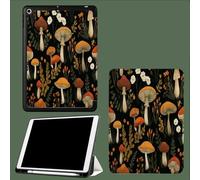 Case for iPad Pro 11 Inch 4th/3rd/2nd Generation 2022/2021/2020, Soft Slim Trifold Stand Protective Case with Pencil Holder, Auto Sleep/Wake,Mushrooms Leaves