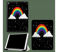 Case for iPad Pro 11 Inch 4th/3rd/2nd Generation 2022/2021/2020, Soft Slim Trifold Stand Protective Case with Pencil Holder, Auto Sleep/Wake,Rainbow White Clouds
