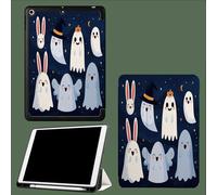 Case for iPad Pro 11 Inch 4th/3rd/2nd Generation 2022/2021/2020, Soft Slim Trifold Stand Protective Case with Pencil Holder, Auto Sleep/Wake,Cartoon Ghosts