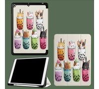 Case for iPad Pro 11 Inch 4th/3rd/2nd Generation 2022/2021/2020, Soft Slim Trifold Stand Protective Case with Pencil Holder, Auto Sleep/Wake,Milk Tea Cats