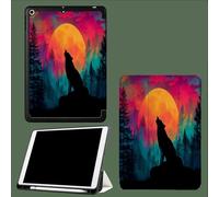 Case for iPad Pro 11 Inch 4th/3rd/2nd Generation 2022/2021/2020, Soft Slim Trifold Stand Protective Case with Pencil Holder, Auto Sleep/Wake,Howling Wolf Forest