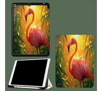 Case for iPad Pro 11 Inch 5th Generation M4 2024 with Pencil Holder Auto Sleep/Wake, Slim Trifold Soft TPU Back Protective Cover Flamingo Tropical Plants-Yellow