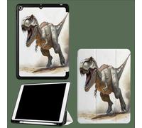 Case for iPad Pro 11 Inch 5th Generation M4 2024 with Pencil Holder Auto Sleep/Wake, Slim Trifold Soft TPU Back Protective Cover Tyrannosaurus Rex Dinosaurs Animals-White