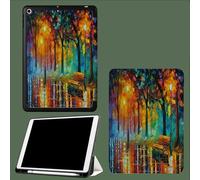 Case for iPad Pro 11 Inch 5th Generation M4 2024 with Pencil Holder Auto Sleep/Wake, Slim Trifold Soft TPU Back Protective Cover Park Leaves Plants Oil Painting Forest-Green