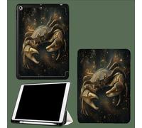 Case for iPad Pro 11 Inch 5th Generation M4 2024 with Pencil Holder Auto Sleep/Wake, Slim Trifold Soft TPU Back Protective Cover Starry Sky Cancer Crab-Gold