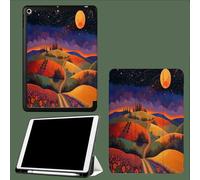 Case for iPad Pro 11 Inch 5th Generation M4 2024 with Pencil Holder Auto Sleep/Wake, Slim Trifold Soft TPU Back Protective Cover Abstract Mountains Rural -Orange