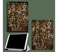 Case for iPad Pro 11 Inch 5th Generation M4 2024 with Pencil Holder Auto Sleep/Wake, Slim Trifold Soft TPU Back Protective Cover Leopard Print Retro Animal Texture-Brown
