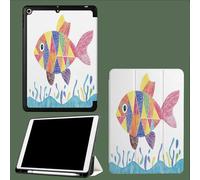 Case for iPad Pro 11 Inch 5th Generation M4 2024 with Pencil Holder Auto Sleep/Wake, Slim Trifold Soft TPU Back Protective Cover Geometry Tropical Fish Cartoon Animals-White