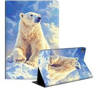 Case for iPad Pro 11 Inch Case 2024 5th Gen(M4), Slim PU Leather Stand Cover with Auto Wake/Sleep, Multi-Angle Viewing & Shockproof, White Polar Bear