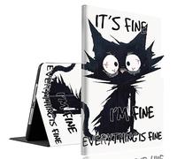 Case for iPad Pro 11 Inch Case 4th/3rd/2nd/1st Gen 2022/2021/2020/2018 and iPad Air 5th / 4th Gen 10.9 2022/2020，Cover Case with Auto Sleep/Wake，It's Fine I'm Fine Everything is Fine Black Cat