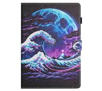Case for iPad Pro 11 Inch (M4) 2024, PU Leather Folio Magnetic Cover Flip Stand Smart Shell with Card Holder for iPad Pro 11 Inch (M4) 2024,ocean wave