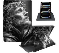 Case for iPad Pro 11 Inch (M5 2025 / M2 2022) iPad Air 4 & 5 10.9 Inch (2020/2022), 360° Rotating PU Leather Stand Cover with Auto Sleep/Wake, Shockproof TPU Backl, Jesus Christ