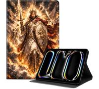 Case for iPad Pro 11 Inch (M5/M4) 2025/2024, Slim PU Leather Folio Cover with Auto Wake/Sleep, Shockproof TPU Back, Multi-Angle Stand Cover for Work School and Travel, Holy Knight Golden Light