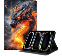 Case for iPad Pro 11 Inch (M5/M4) 2025/2024, Slim PU Leather Folio Cover with Auto Wake/Sleep, Shockproof TPU Back, Multi-Angle Stand Cover for Work School and Travel, Fire Dragon Head Portrait