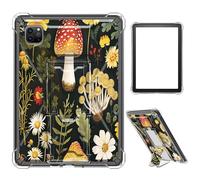 Case for iPad Pro 12.9 2022/2021/2020/2018,Clear TPU Shockproof Stand Bumper Back Cover Transparent Case for iPad Pro 12.9" 6th Gen/5th Gen/4th Gen/3rd Gen,Orange Mushroom Flower