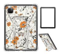 Case for iPad Pro 12.9 2022/2021/2020/2018,Clear TPU Shockproof Stand Bumper Back Cover Transparent Case for iPad Pro 12.9" 6th Gen/5th Gen/4th Gen/3rd Gen,Orange Black Floral